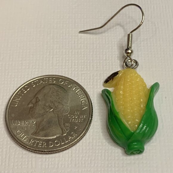 Corn Earring, Funny Food Earring, Gift Idea, Picnic Jewelry, Silly Earring, Corn - Picture 5 of 6